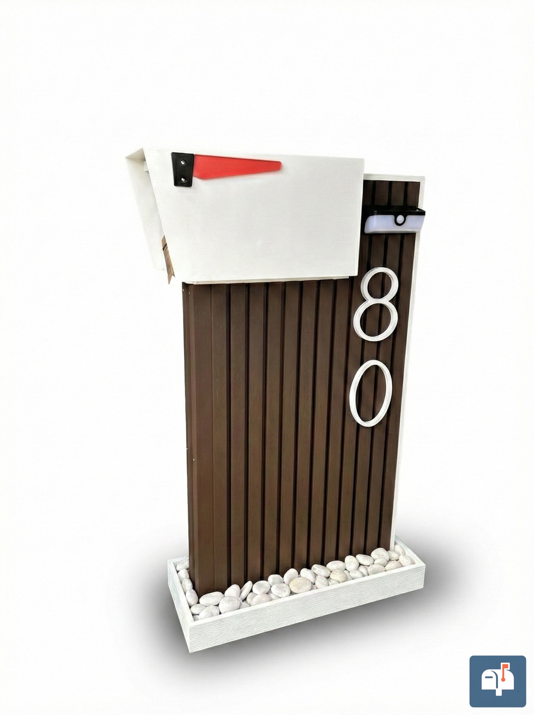 Premium Modern Gladiator Mailbox – Decorative Panels, Solar Lamp and Personalized Numbers
