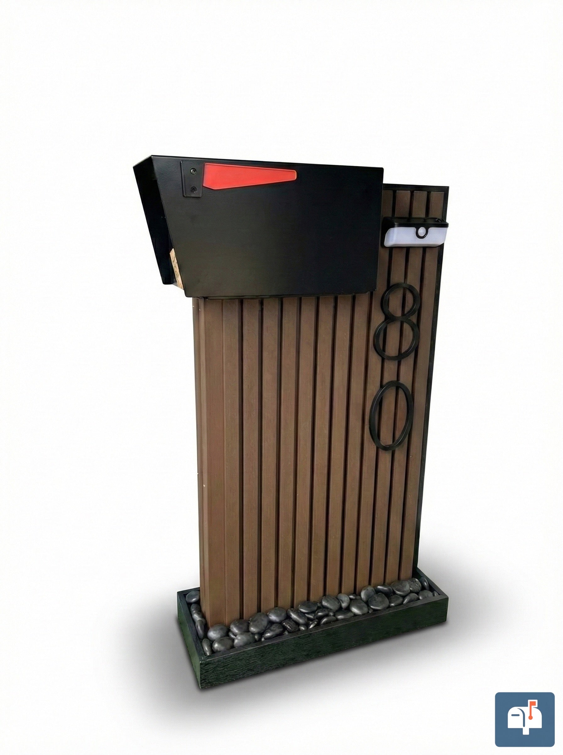 Premium Modern Gladiator Mailbox – Decorative Panels, Solar Lamp and Personalized Numbers