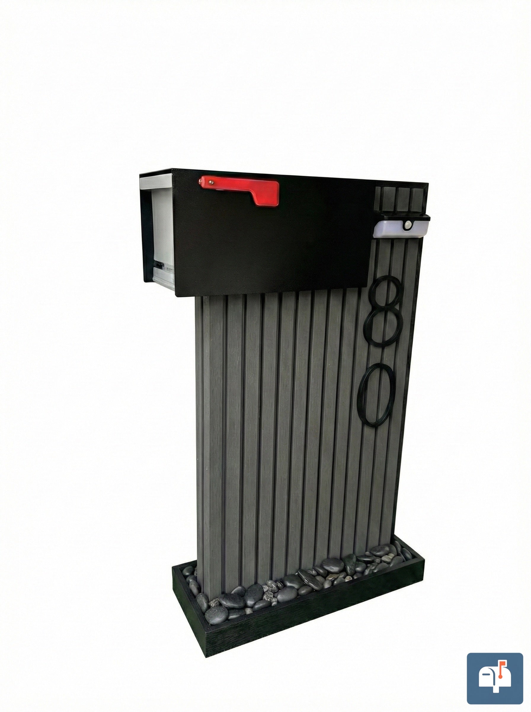 Premium Modern Gladiator Mailbox – Decorative Panels, Solar Lamp and Personalized Numbers