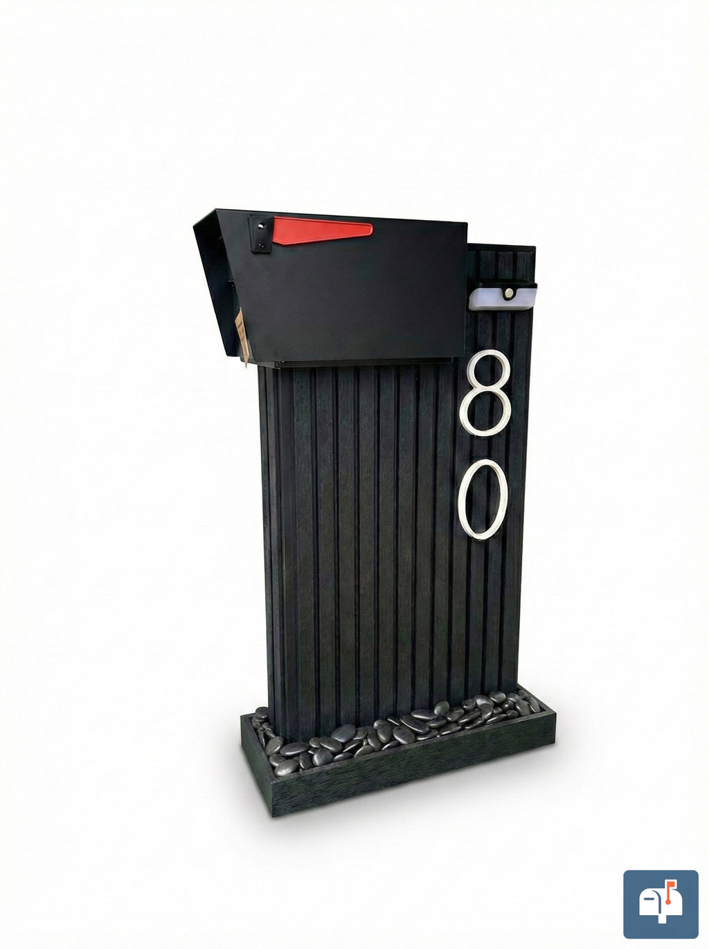 Premium Modern Gladiator Mailbox – Decorative Panels, Solar Lamp and Personalized Numbers