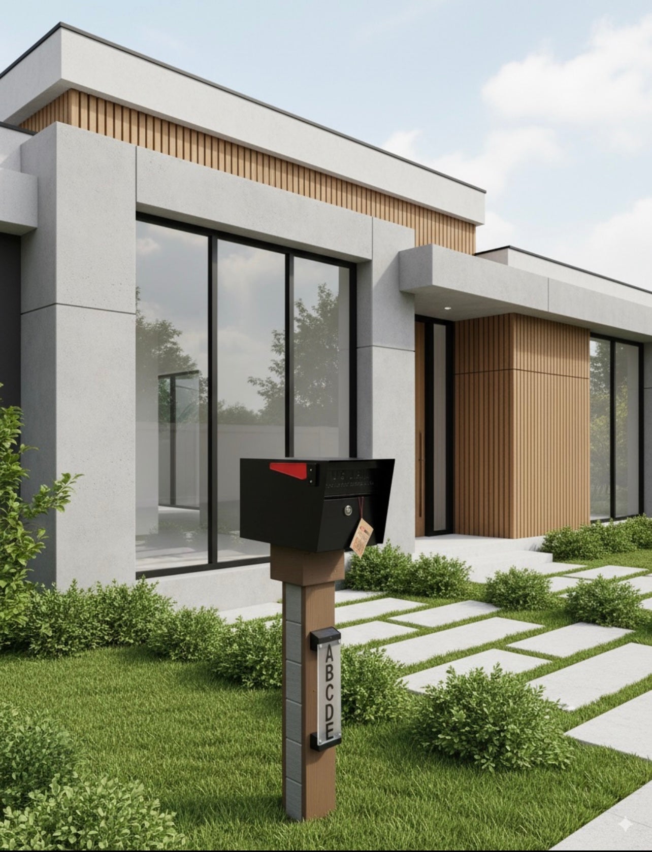 Vari Modern Mailbox – Post with Composite Coating and Solar Lamp Option