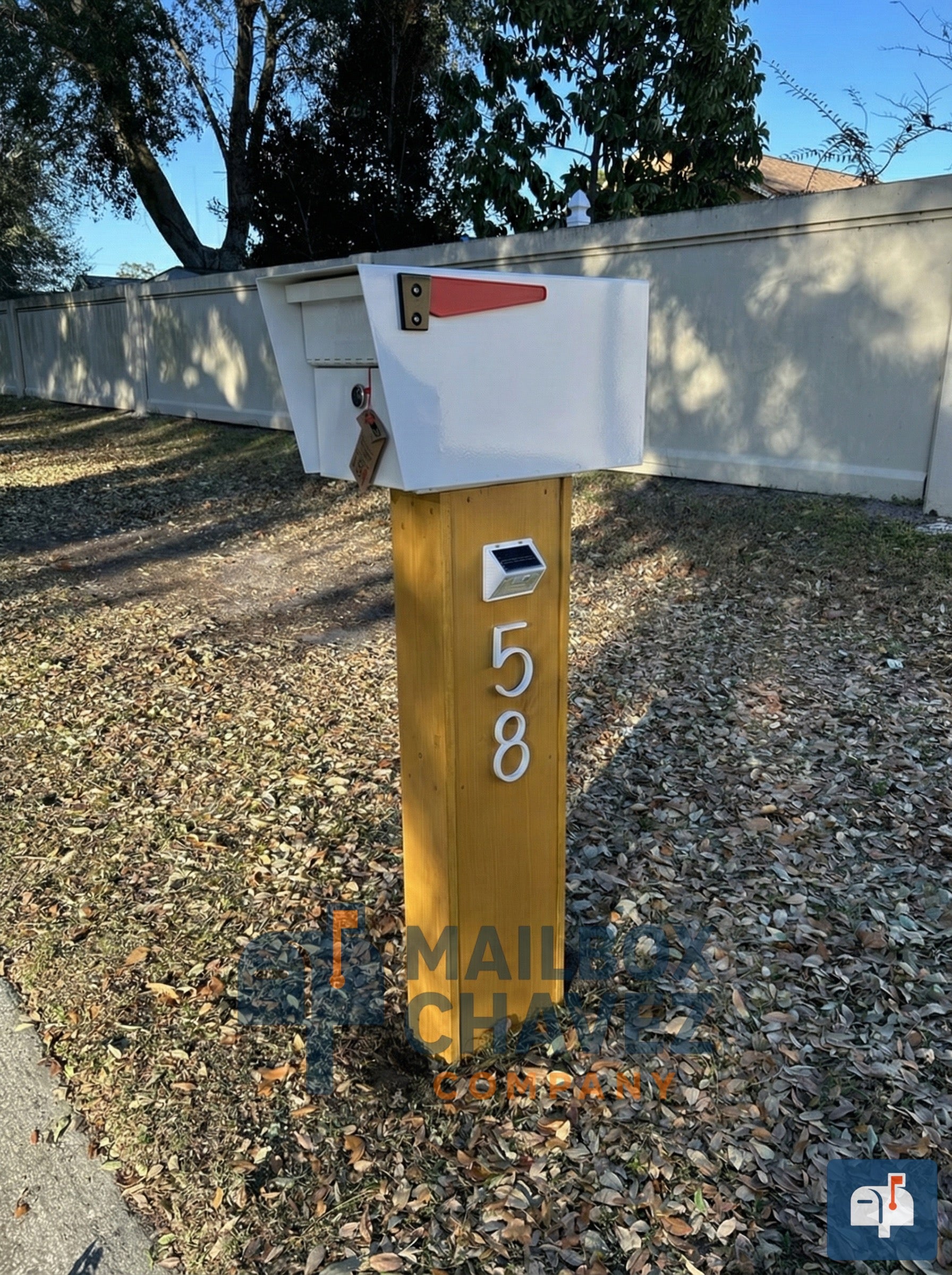 Modern TEBAS mailbox in pine wood