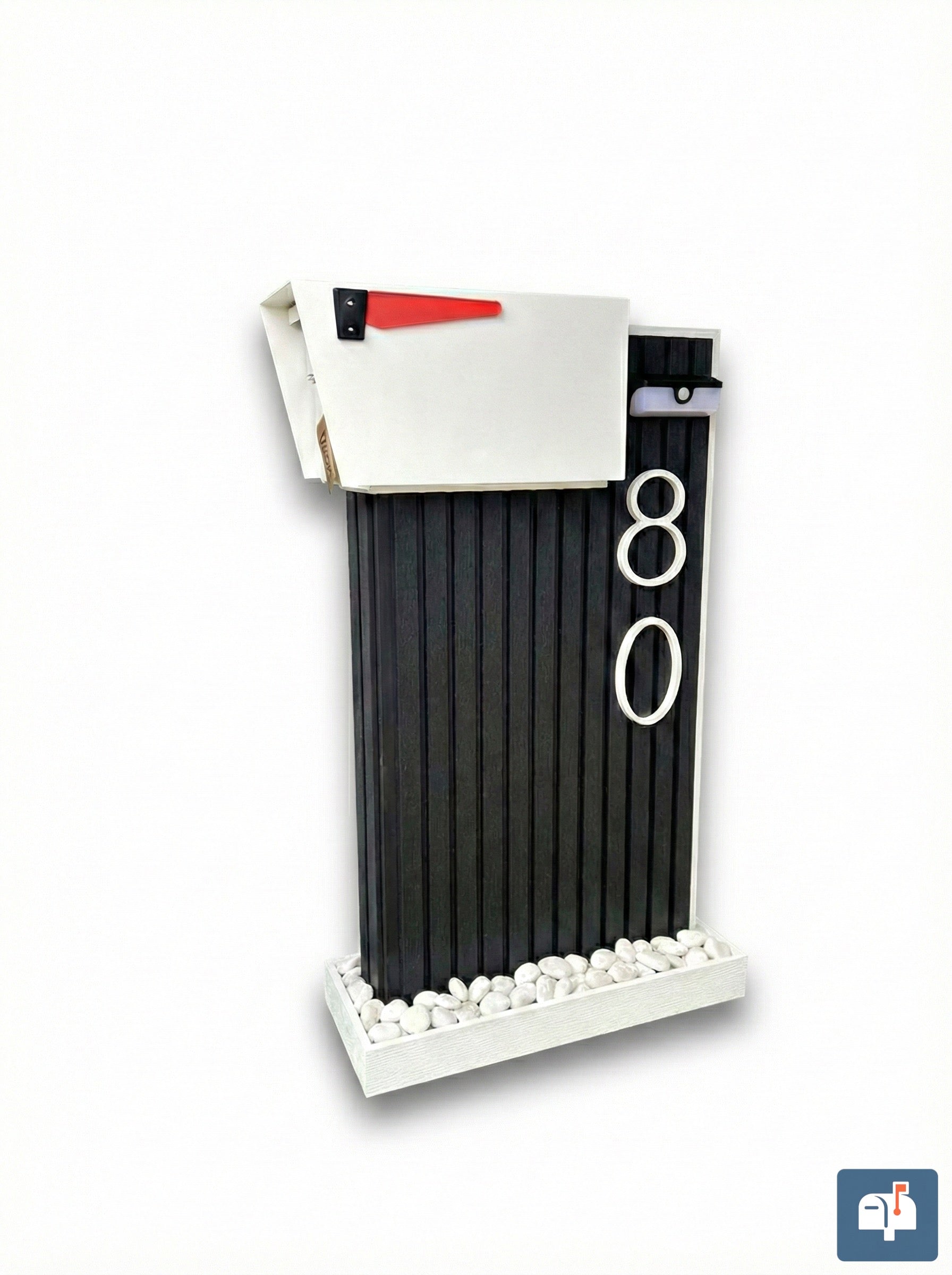 Premium Modern Gladiator Mailbox – Decorative Panels, Solar Lamp and Personalized Numbers