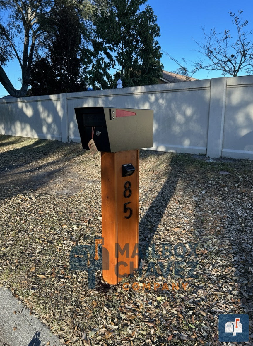 Modern TEBAS mailbox in pine wood